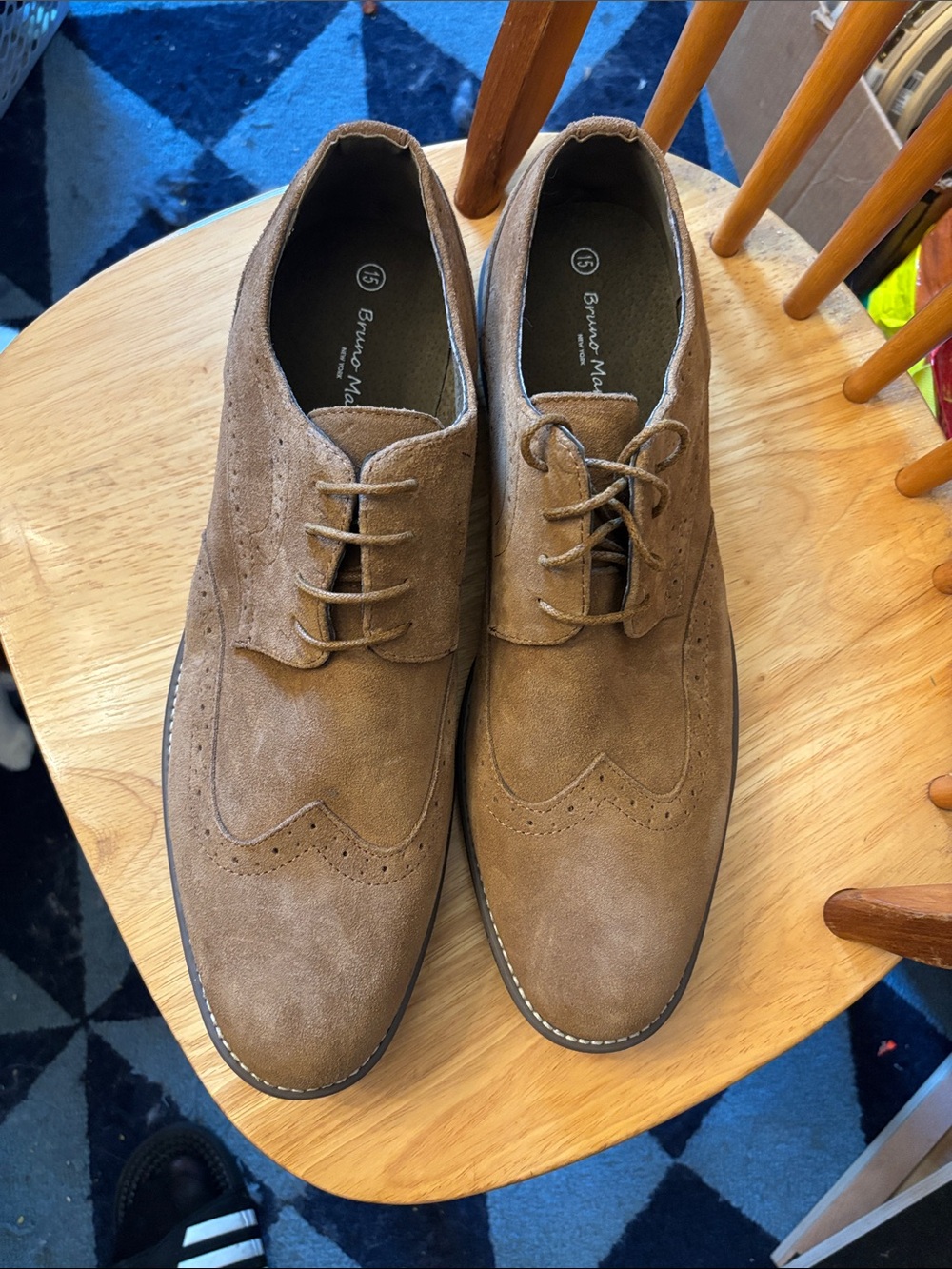 Bruno Marc Men's Brown Suede Wingtip Derby Shoes